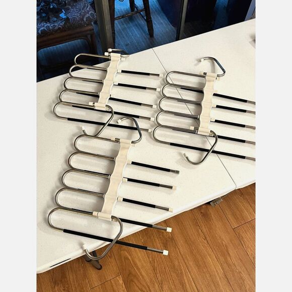 3 Space Saving 5 Tier Anti-Slip Pant Hangers - Picture 2 of 4